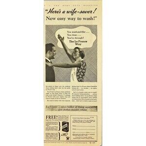 General Foods La France Clothes Washing Additive "New Way to Wash" Print Ad 1933